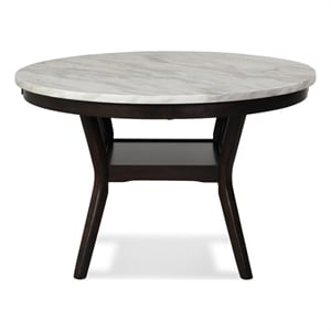 Pemberly Row Contemporary Faux Marble & Wood Dining Table in Espresso