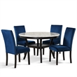 Pemberly Row Contemporary Faux Marble & Wood Dining Table in Espresso