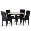 Pemberly Row Contemporary Faux Marble & Wood Dining Table in Espresso
