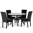 Pemberly Row Contemporary Faux Marble & Wood Dining Table in Espresso