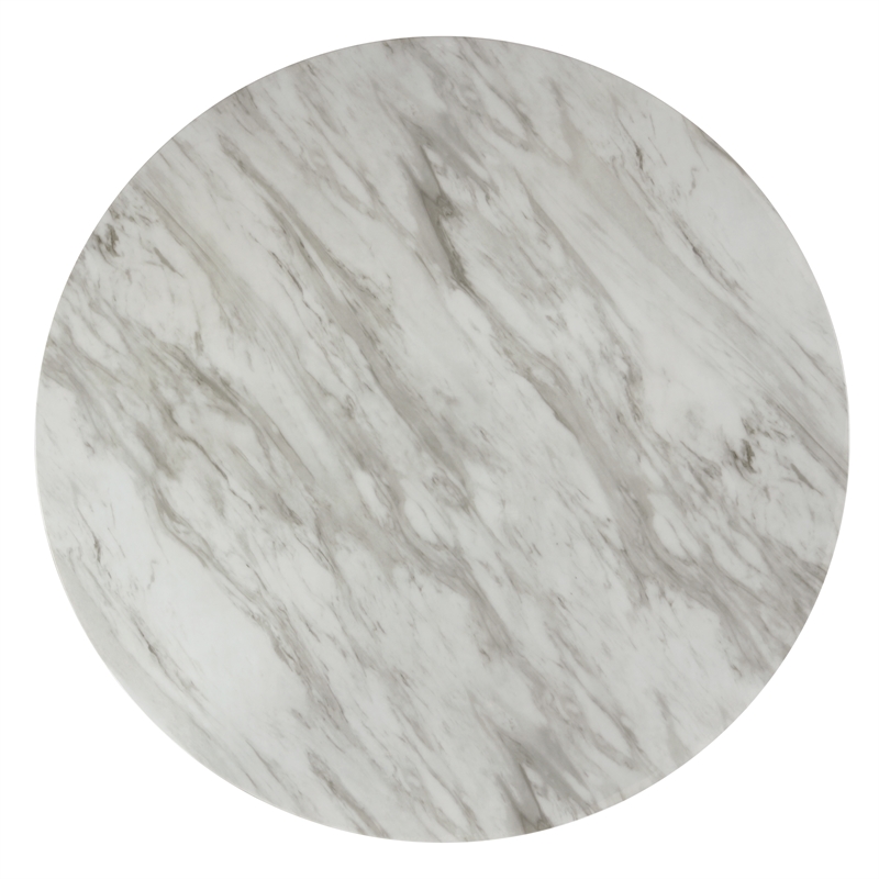 Pemberly Row Contemporary Faux Marble & Wood Dining Table in Espresso