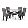 Pemberly Row Contemporary Faux Marble & Wood Dining Table in Espresso