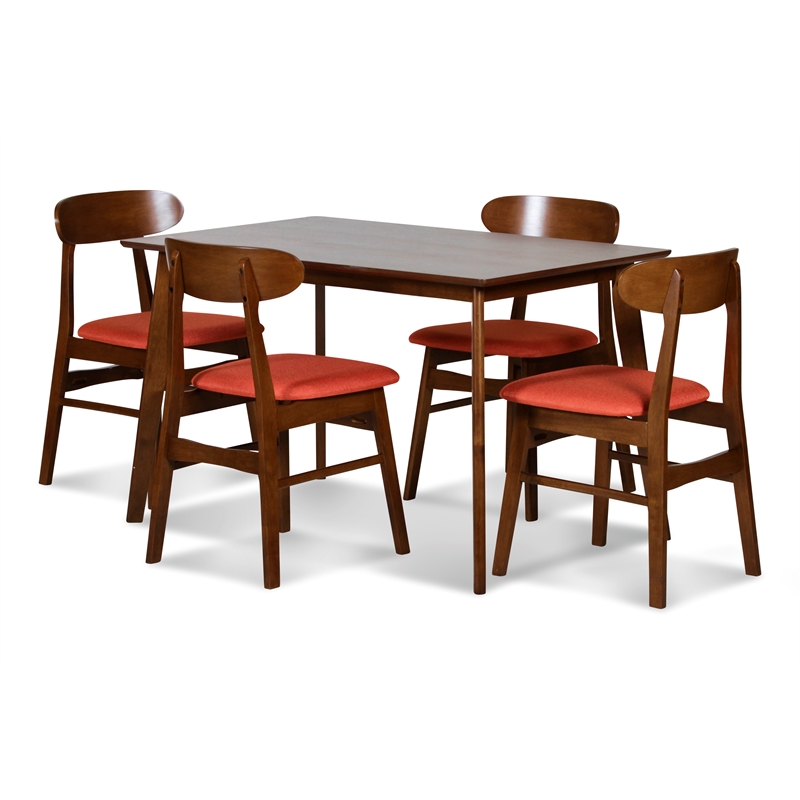 Pemberly Row Contemporary Dining Chair with Cushion- Set of 2- Orange
