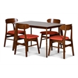 Pemberly Row Contemporary Dining Chair with Cushion- Set of 2- Orange