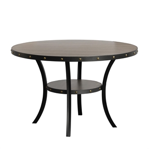 Pemberly Row Contemporary 48&quot Round Melamine Wood Dining Table in Gray