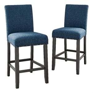 Pemberly Row Contemporary 25&quot Fabric Counter Chairs in Blue (Set of 2)