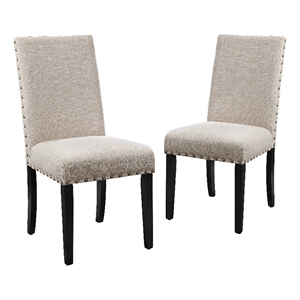 Pemberly Row Contemporary 19&quot Fabric Dining Chairs in Beige (Set of 2)