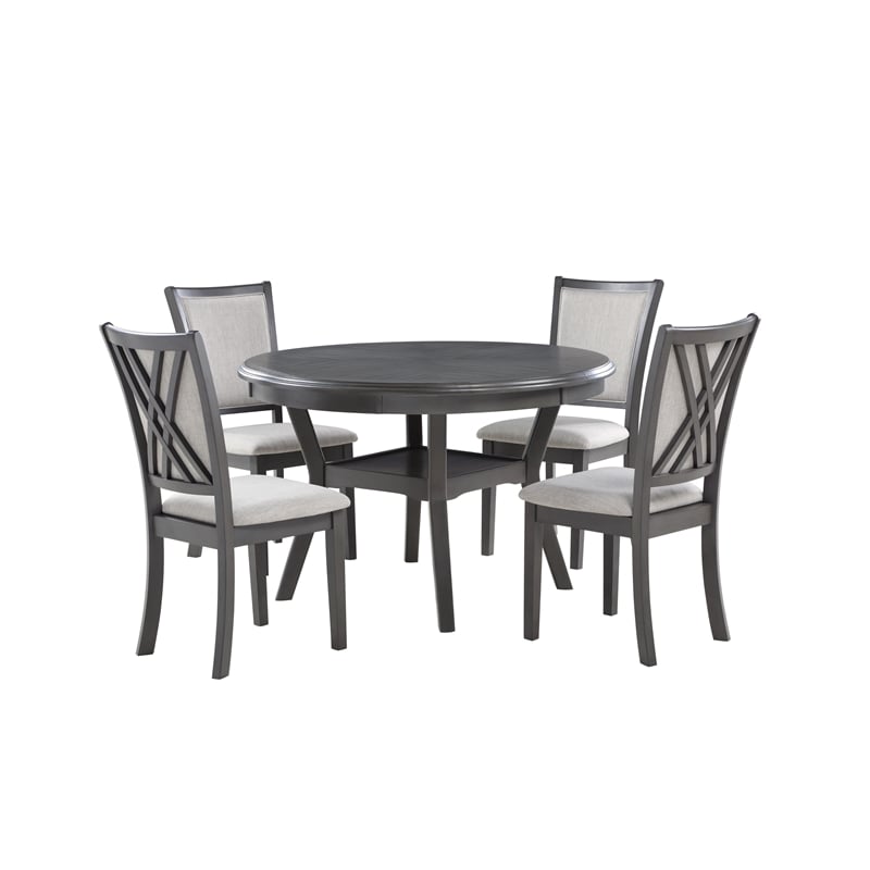 Pemberly Row Contemporary 5-Piece Contemporary Wood Dining Set in Gray