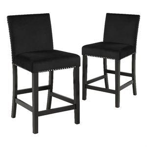 Pemberly Row Contemporary 39.5&quot Wood Counter Chair in Black (Set of 2)