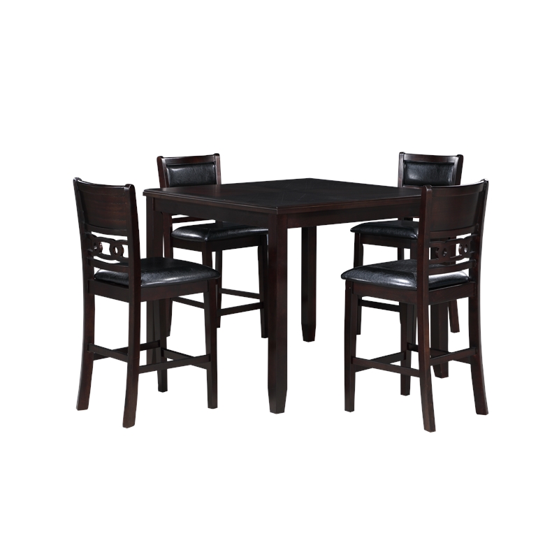 Pemberly Row Contemporary 5-Piece Transitional Wood Counter Set in Ebony