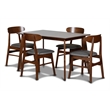 Pemberly Row Contemporary Dining Chair with Cushion- Set of 2- Dark Gray