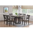 Pemberly Row 7-Pc Double X Pedestal Dining Set in Gray / Black Stone