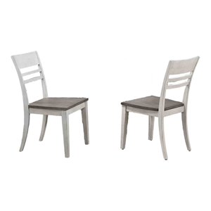 Pemberly Row Wood Side Chairs in Gray Ash / Stormy White (Set of 2)
