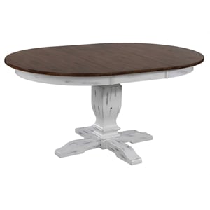 Pemberly Row Round Wood Dining Table in Cocoa Brown / Cotton White