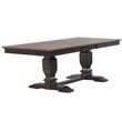 Pemberly Row Double Pedestal Wood Dining Table in Gray / Black Stone