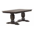 Pemberly Row Double Pedestal Wood Dining Table in Gray / Black Stone