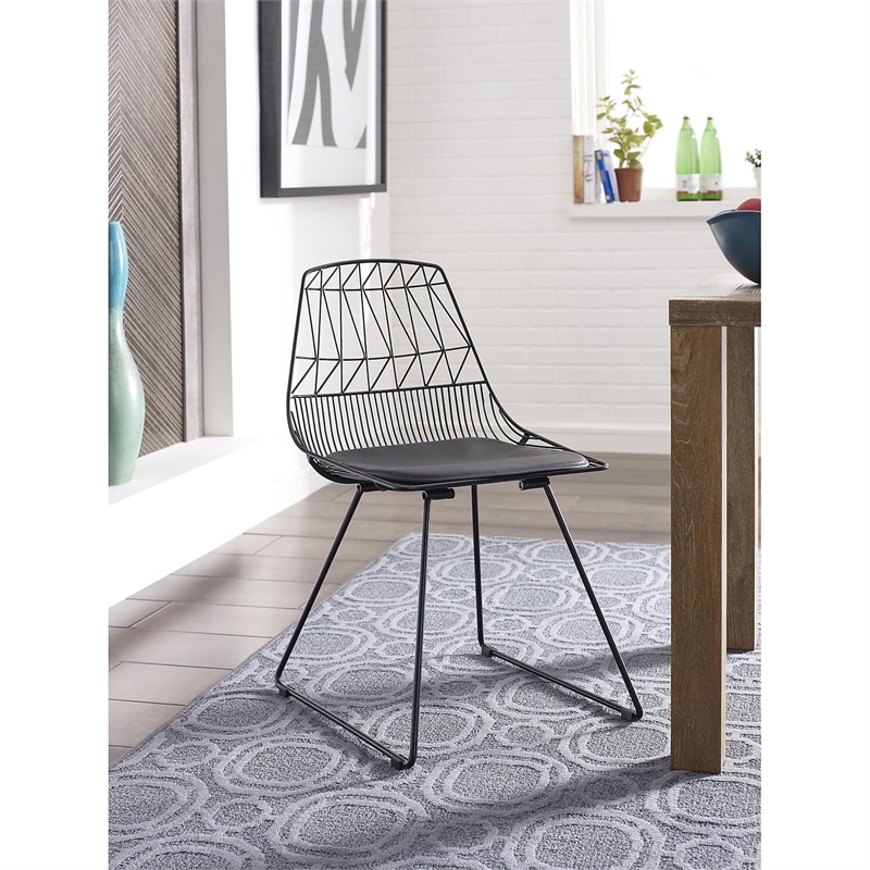 Pemberly Row Metal Dining Side Chair in Noir Black (Set of 2)