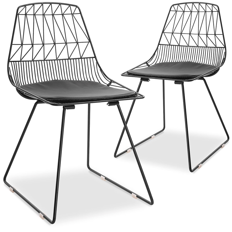 Pemberly Row Metal Dining Side Chair in Noir Black (Set of 2)