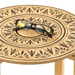 Pemberly Row Floral Designed Top & Cross-style Base Wood Coffee Table in Natural