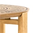 Pemberly Row Floral Designed Top & Cross-style Base Wood Coffee Table in Natural