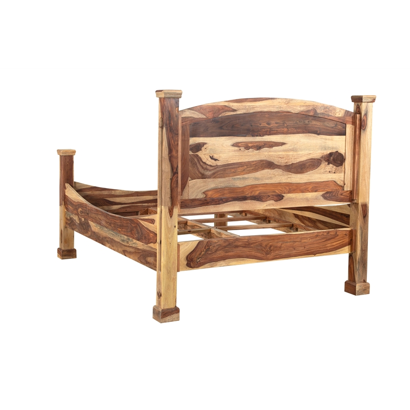 Pemberly Row Transitional Solid Sheesham Wood Queen Bed in Natural