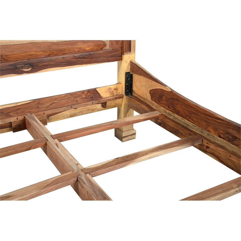 Pemberly Row Transitional Solid Sheesham Wood Queen Bed in Natural
