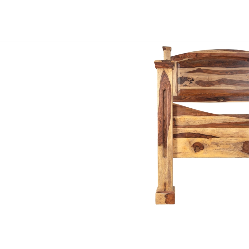 Pemberly Row Transitional Solid Sheesham Wood Queen Bed in Natural