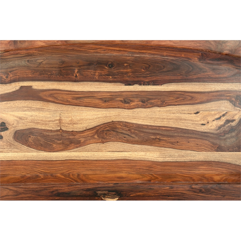 Pemberly Row Transitional Solid Sheesham Wood Queen Bed in Natural