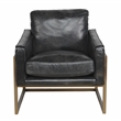 Pemberly Row Transitional Leather Club Chair in Black / Brass
