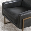 Pemberly Row Transitional Leather Club Chair in Black / Brass