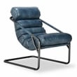 Pemberly Row Transitional Leather Accent Chair in Dark Blue Finish