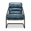 Pemberly Row Transitional Leather Accent Chair in Dark Blue Finish