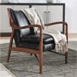 Pemberly Row Transitional Leather Club Chair in Black/Dark Brown