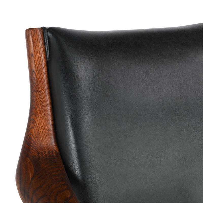 Pemberly Row Transitional Leather Club Chair in Black/Dark Brown