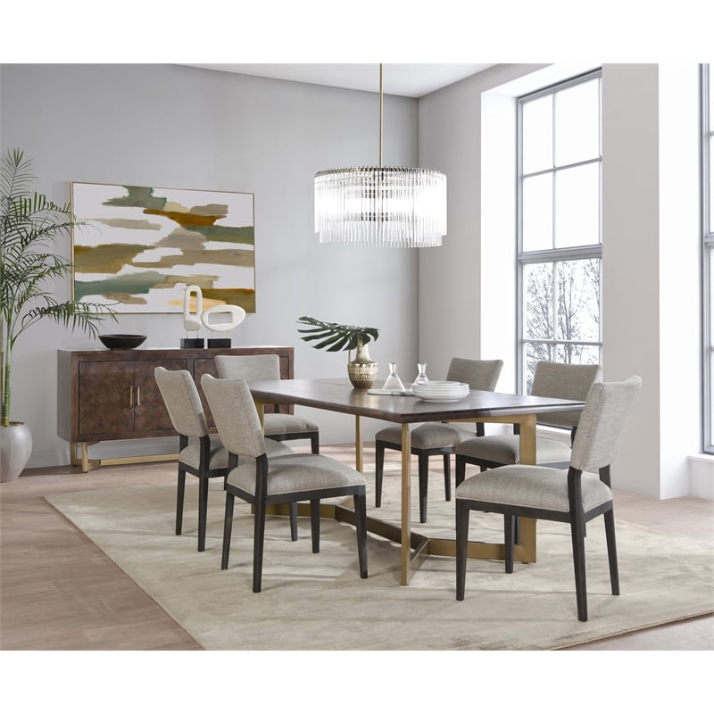 Pemberly Row Solid Mango Wood and Iron Dining Table in Brown/Bronze