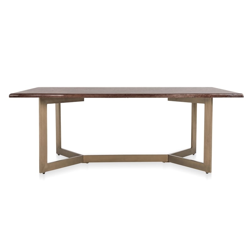 Pemberly Row Solid Mango Wood and Iron Dining Table in Brown/Bronze