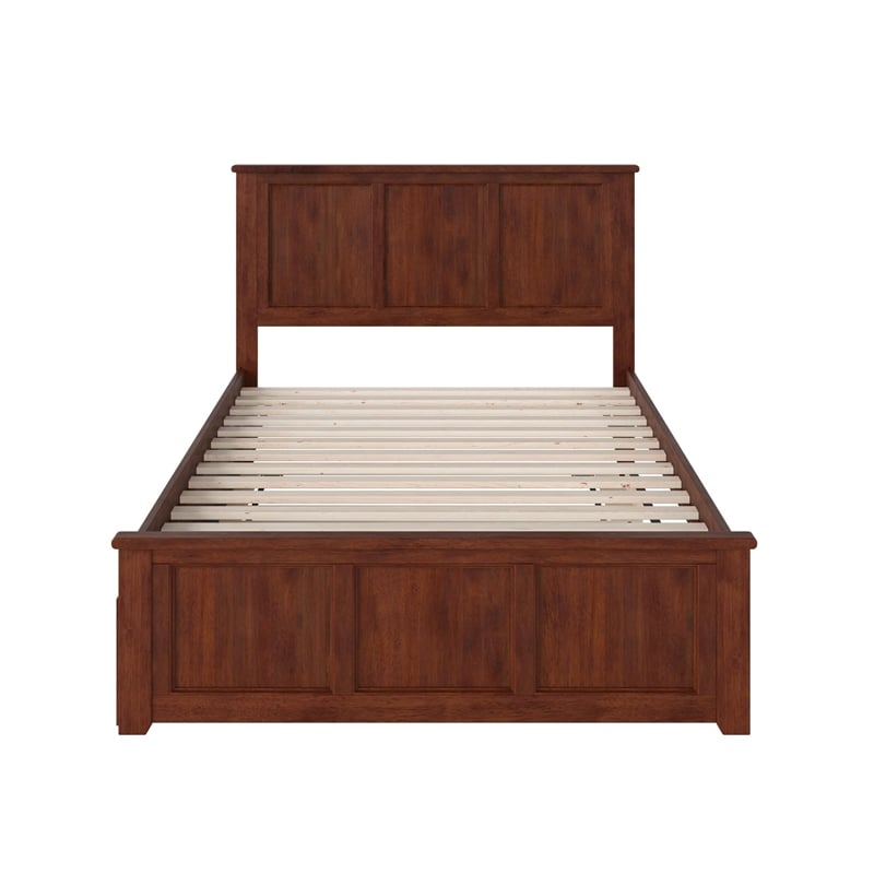 Pemberly Row Madison Full Platform Bed  and Full Trundle in Walnut