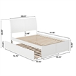 Pemberly Row Full Solid Wood Bed with Full Trundle and USB Charger in White