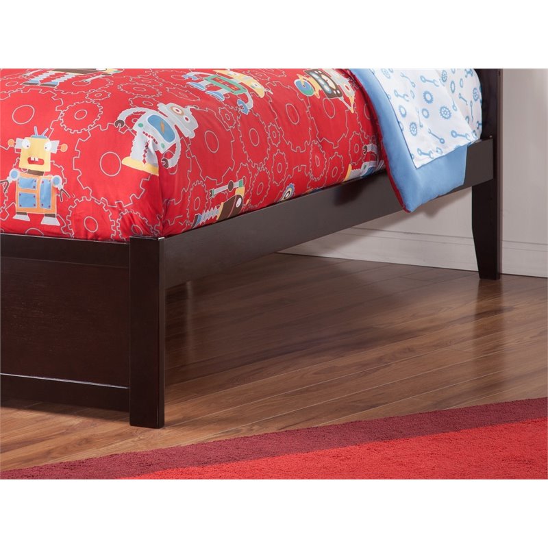 Pemberly Row Twin XL Solid Wood Bed with Twin XL Trundle in Espresso