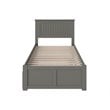 Pemberly Row Twin XL Solid Wood Bed with Twin XL Trundle in Gray