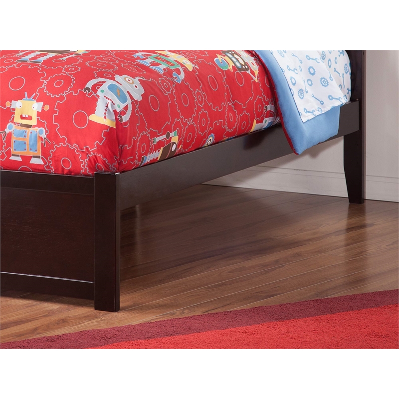 Pemberly Row Twin XL Solid Wood Bed with Twin XL Trundle in Espresso