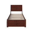 Pemberly Row Twin XL Solid Wood Bed with Twin XL Trundle in Walnut
