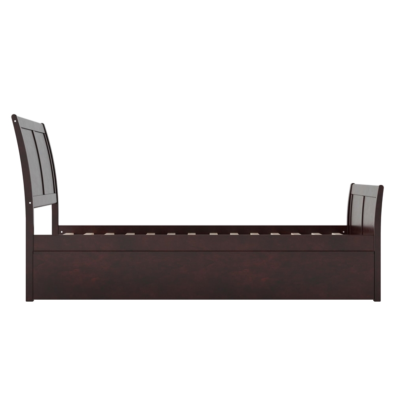 Pemberly Row Portland Twin XL Wood Platform Bed & Trundle in Espresso