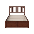 Pemberly Row Mission Queen Wood Platform Bed and Twin XL Trundle in Walnut
