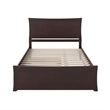 Pemberly Row Solid Wood Queen Bed and Footboard with Twin XL Trundle in Espresso