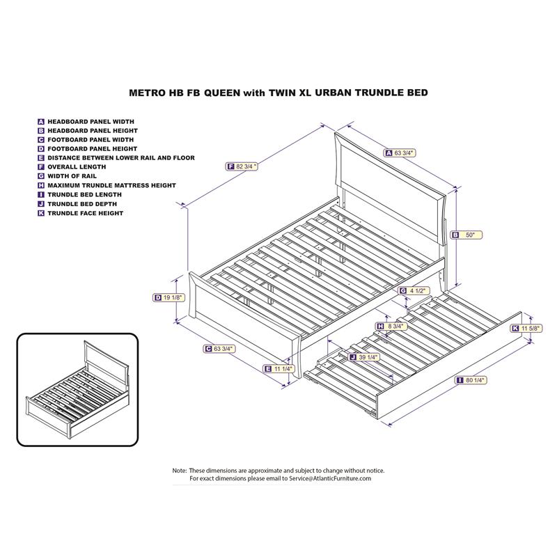 Pemberly Row Solid Wood Queen Bed and Footboard with Twin XL Trundle in Espresso