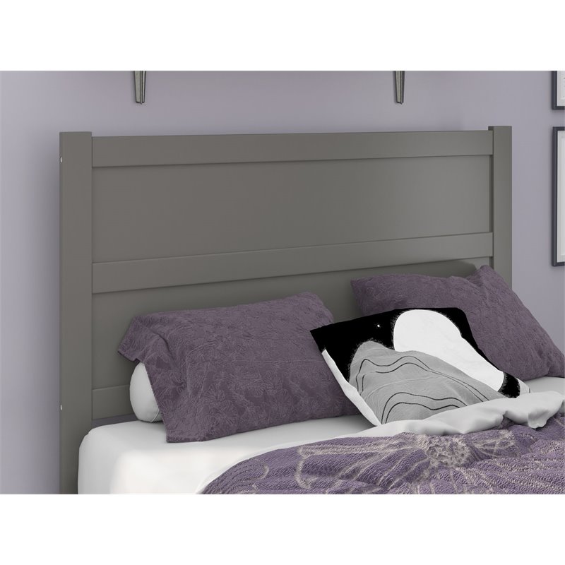 Pemberly Row Wood Full Headboard with USB Charging Station in Gray