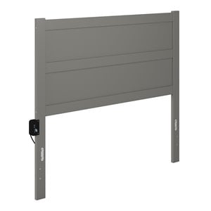 Pemberly Row Wood Full Headboard with USB Charging Station in Gray
