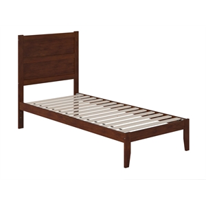 Pemberly Row Modern Solid Wood Twin XL Bed with USB Charger in Walnut