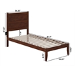 Pemberly Row Modern Solid Wood Twin XL Bed with USB Charger in Walnut